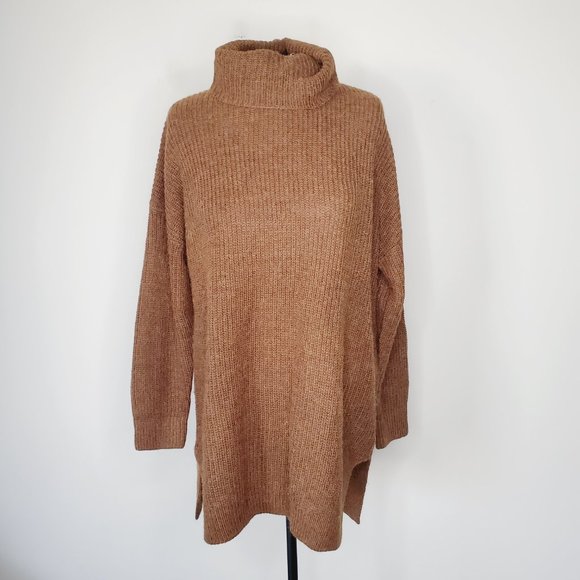 Storm & Marie Sweater Oversized Scandinavian Alpaca Wool Turtleneck Brown S - Picture 6 of 12